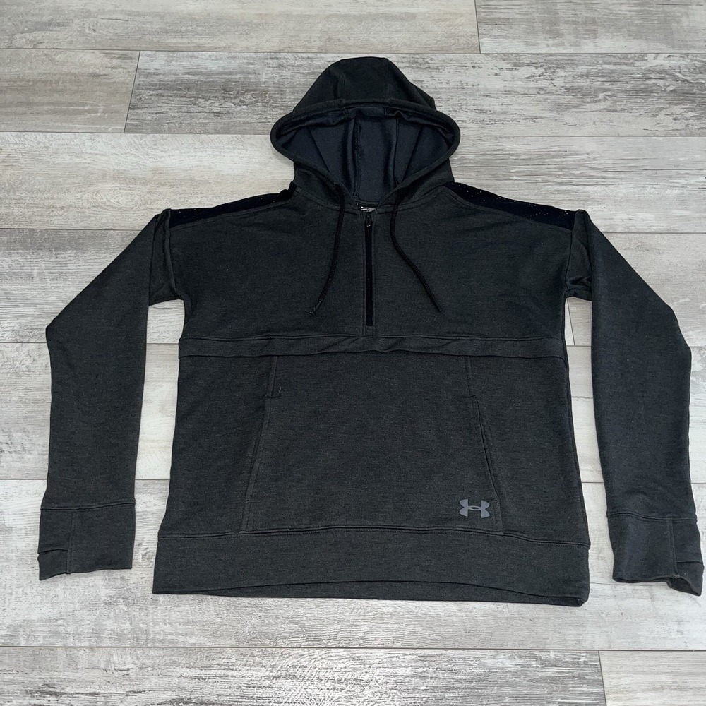 Under Armour Women's Featherweight‎ Hoodie Fleece 1/2 Zip Small Gray Pullover